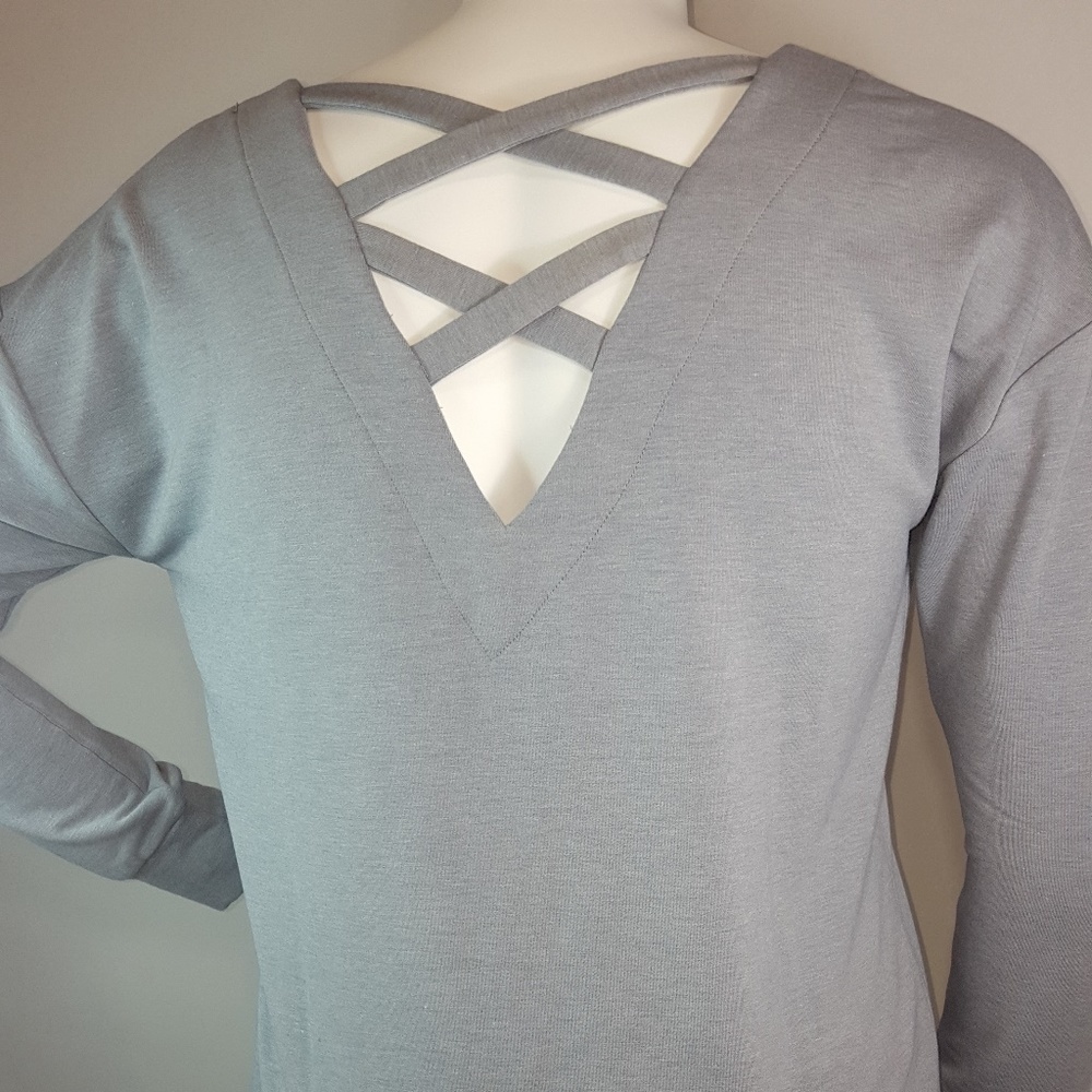Sweatshirt tunic with criss cross back szL